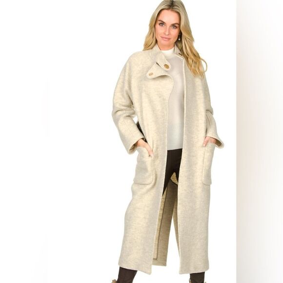 NWT Ba&Sh Come Wool White Tranch Coat Black Leather Belt Size XS - Picture 4 of 16